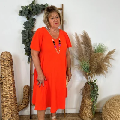 N353- Robe fluide à petit prix (GT) - orange - taille-unique