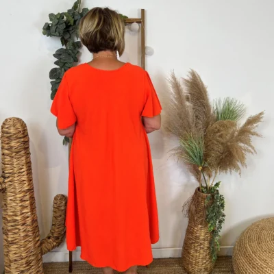 N353- Robe fluide à petit prix (GT) - orange - taille-unique