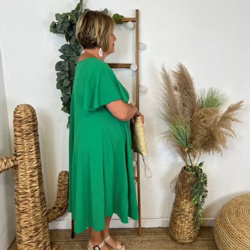 N353- Robe fluide à petit prix (GT) - vert-bresil - taille-unique-grande-taille