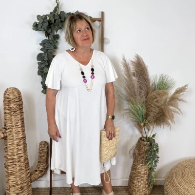 N353- Robe fluide à petit prix (GT) - blanc - taille-unique