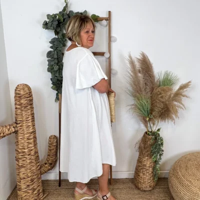 N353- Robe fluide à petit prix (GT) - blanc - taille-unique