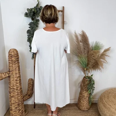 N353- Robe fluide à petit prix (GT) - blanc - taille-unique