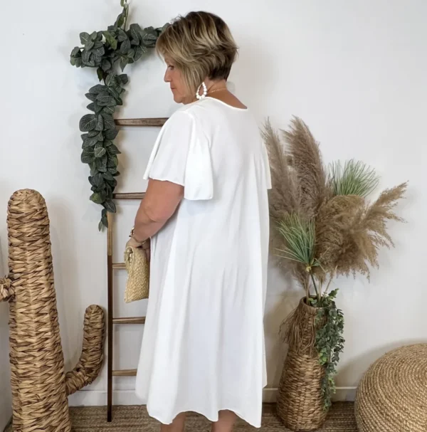 N353- Robe fluide à petit prix (GT) - blanc - taille-unique