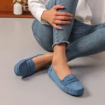 Mocassins femme effet suédine MOOW T36-T41 - bleu-jeans - 41