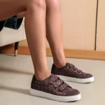 Tennis à scratchs femme imprimé reptile MOOW T36-T41 - marron - 41