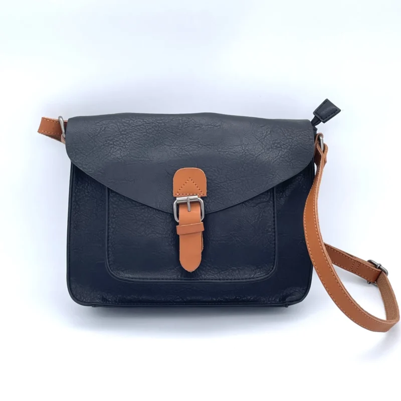 Grand sac bandoulière à rabat - Flora & Co - noir-camel - sans-taille