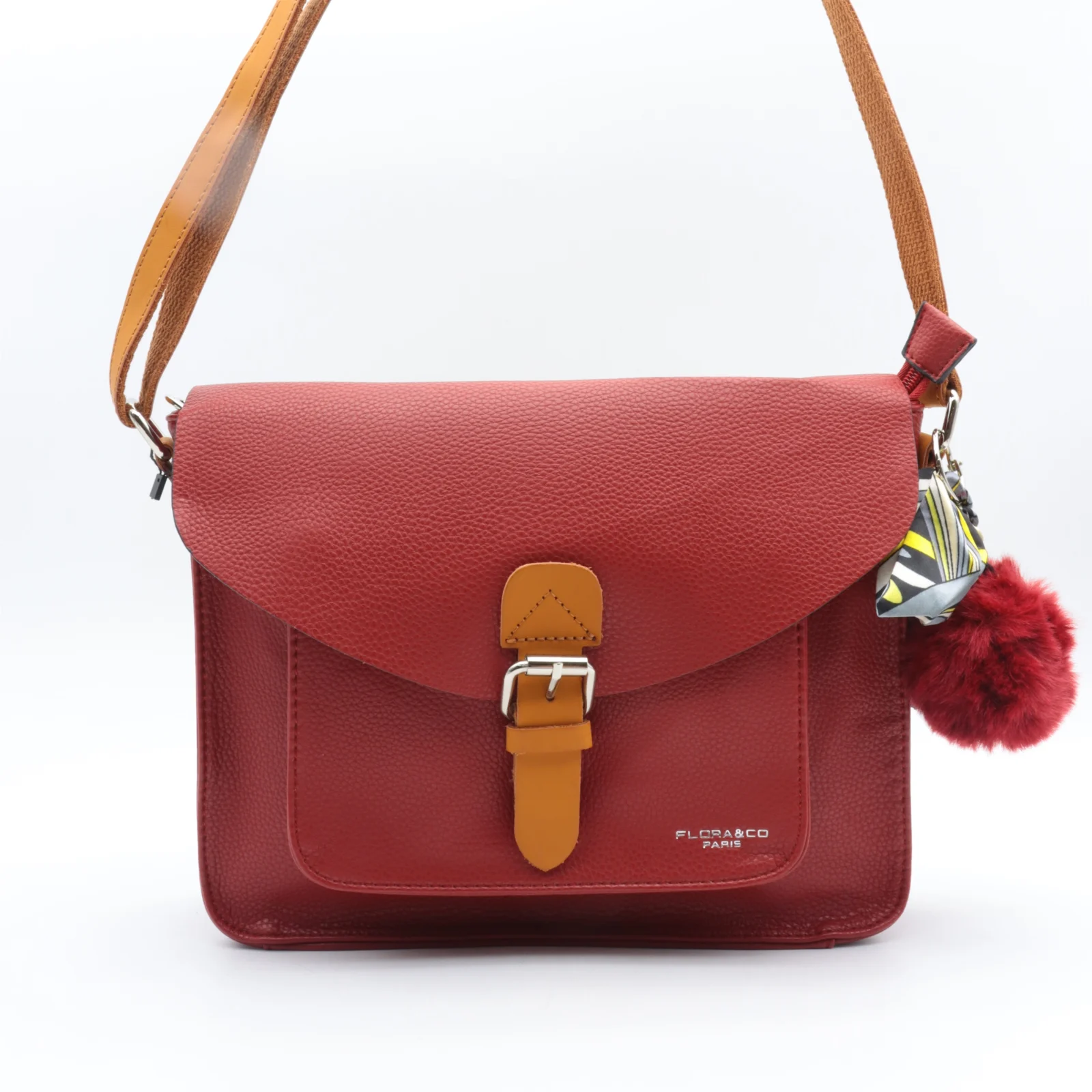 Grand sac bandoulière à rabat - Flora & Co - rouge-fonce - sans-taille