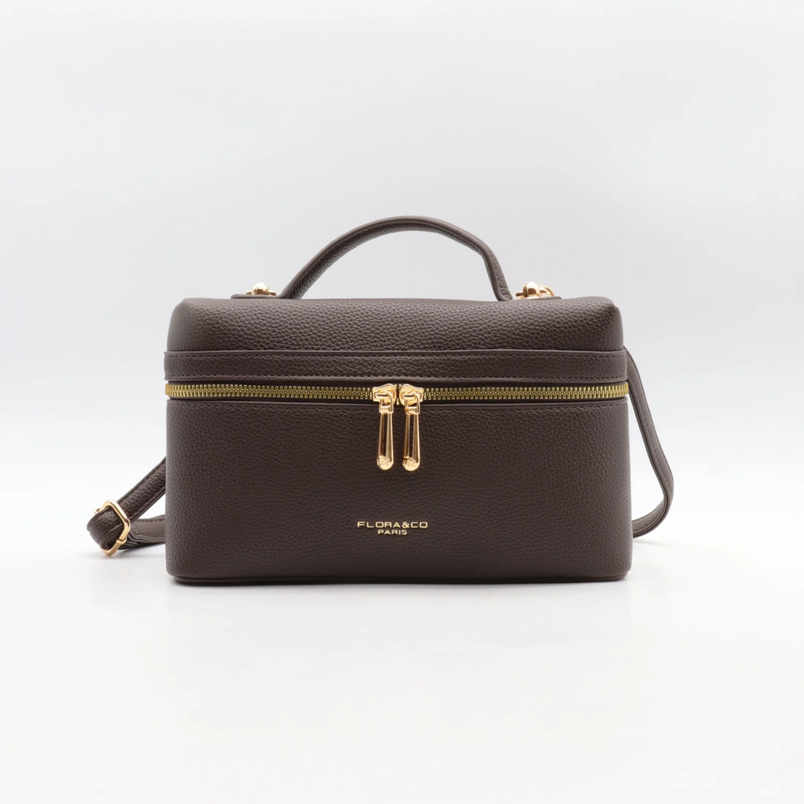 Sac à main rigide plat - marron - sans-taille