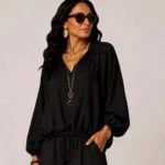 Blouse femme unie taille élastiquée « Jolies Formes » - noir - taille-unique-grande-taille