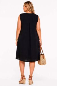 Robe femme sans manches col V à clous "Jolies Formes" - noir - taille-unique-grande-taille