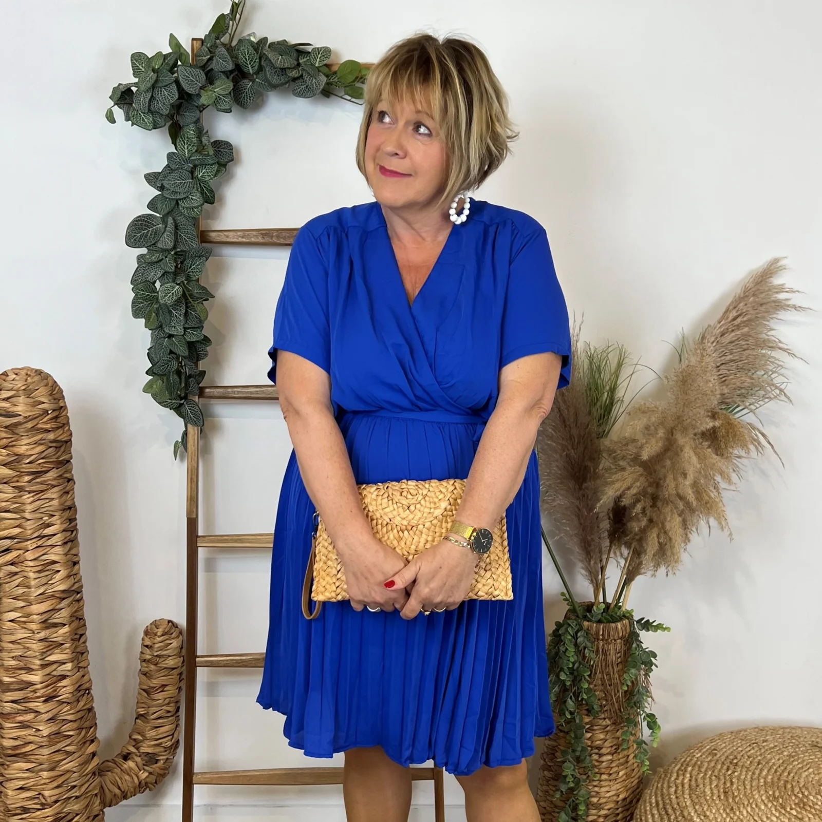 Zz006- Robe plissée Christy - bleu-royal - 52