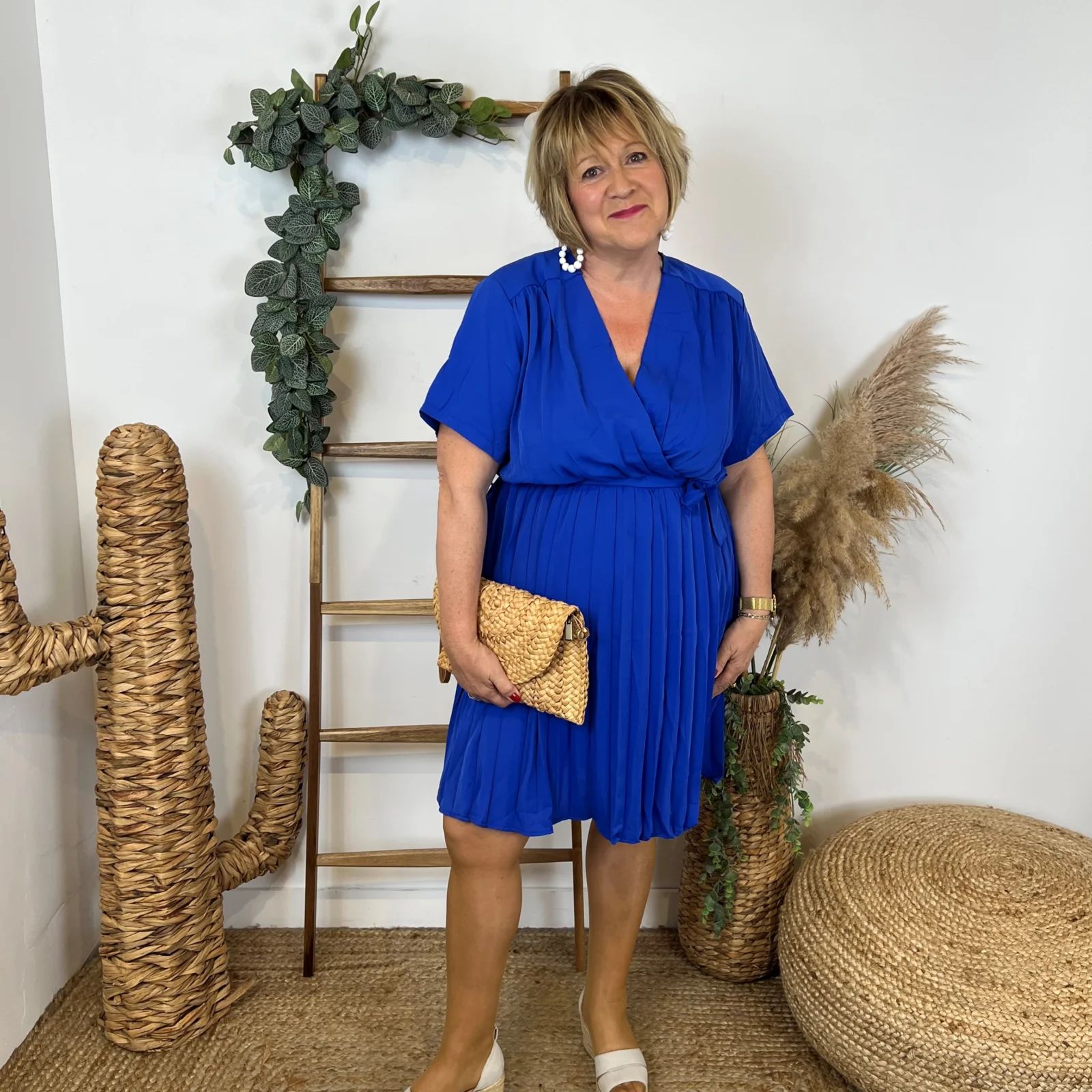 Zz006- Robe plissée Christy - bleu-royal - 52