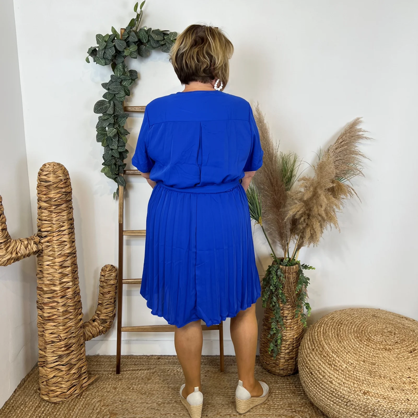 Zz006- Robe plissée Christy - bleu-royal - 52