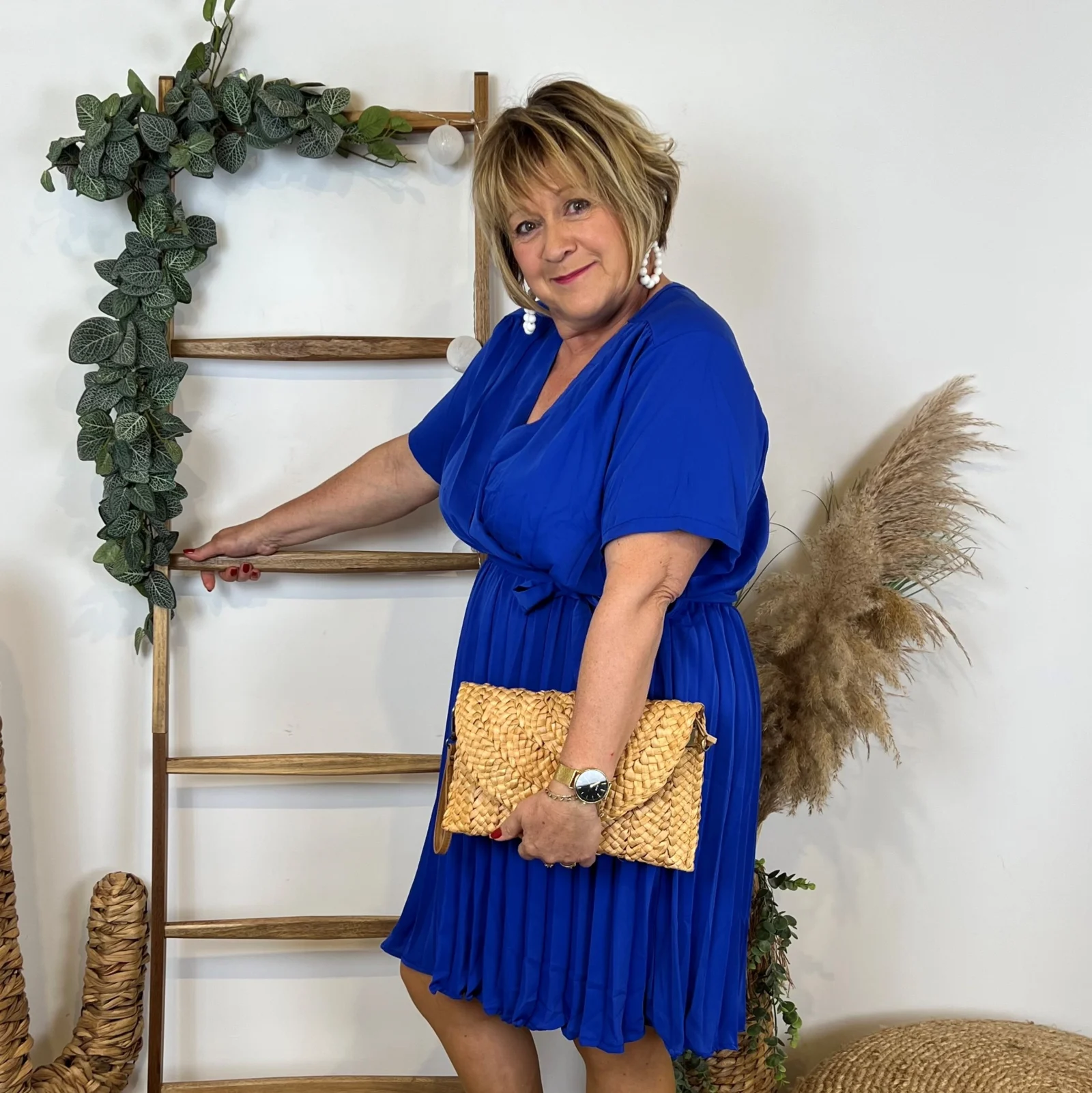 Zz006- Robe plissée Christy - bleu-royal - 52