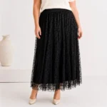 Jupe longue femme en tulle léopard CHRISTY T40-T48 - noir - 42