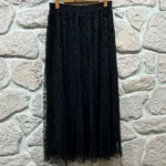 Jupe longue femme en tulle léopard CHRISTY T40-T48 - noir - 42