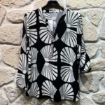 Blouse imprimée éventails (T44-T52) - noir - 52