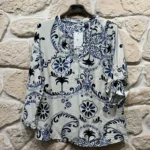 Blouse imprimée palmiers (T44-T52) - marine - 52