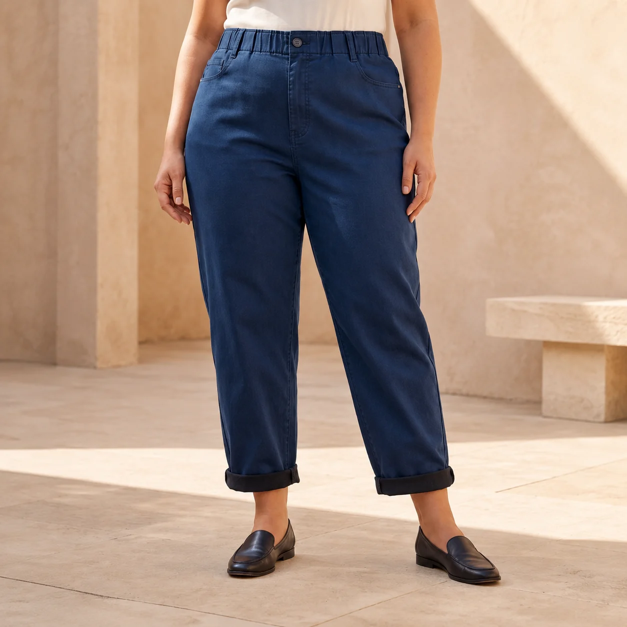 Jean VOGGO Mom Fit Taille Élastiquée - marine - 50