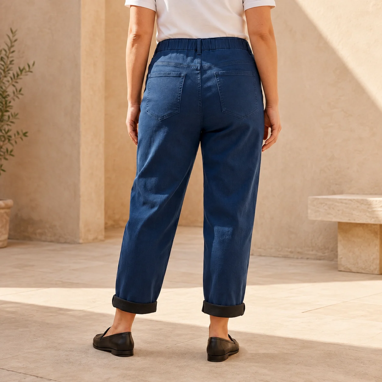 Jean VOGGO Mom Fit Taille Élastiquée - marine - 50