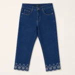 Jean VOGGO 7/8ème droit brodé - denim - 50