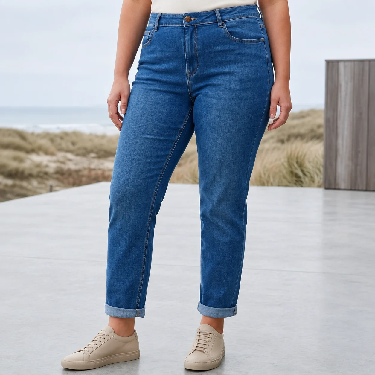 Jean Mom avec revers denim - VOGGO