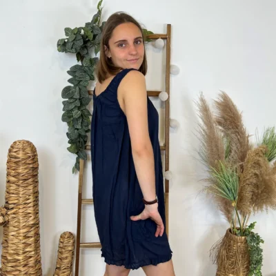 Z397- Robe de Plage coton (Tu) - marine - taille-unique