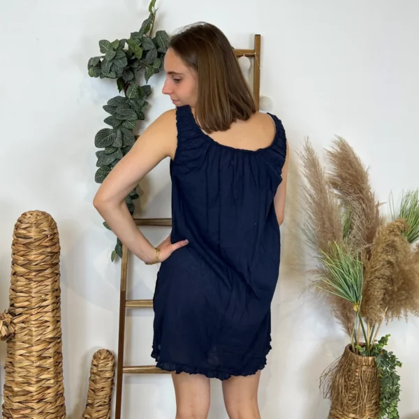 Z397- Robe de Plage coton (Tu) - marine - taille-unique