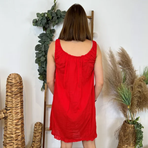 Z397- Robe de Plage coton (Tu) - rouge - taille-unique