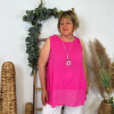 Z166- Debardeur coton (Gt) - fuchsia - taille-unique-grande-taille