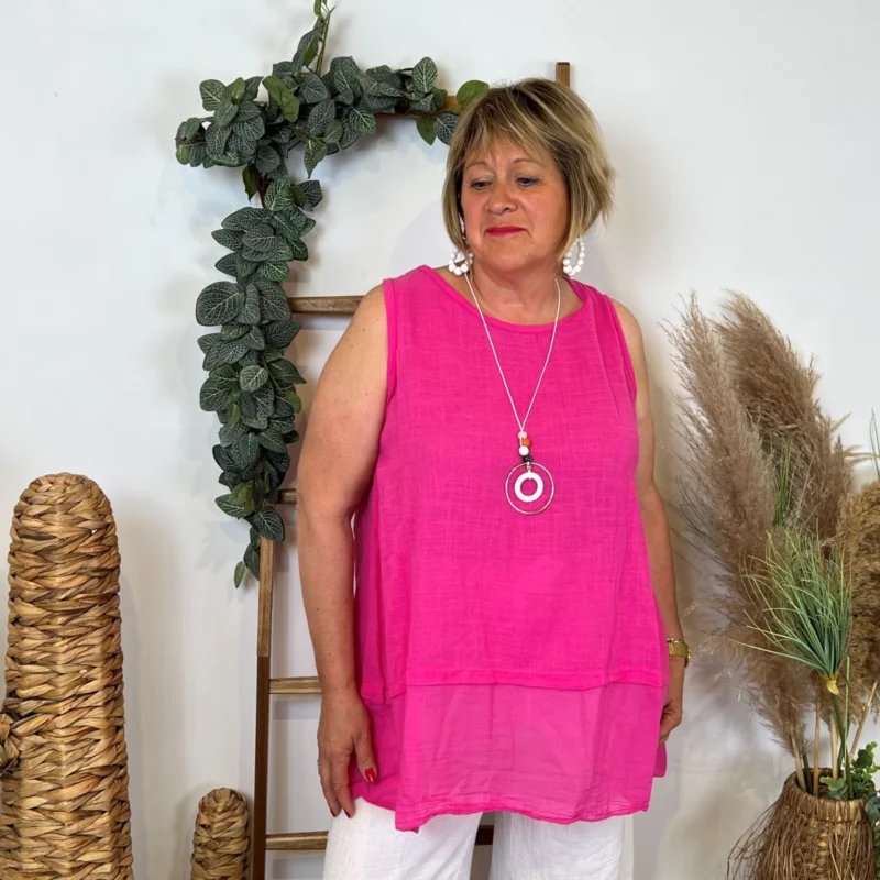 Z166- Debardeur coton (Gt) - fuchsia - taille-unique-grande-taille