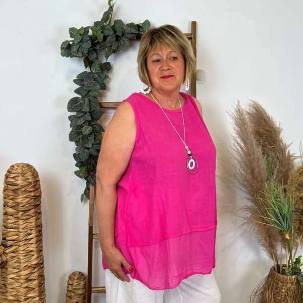 Z166- Debardeur coton (Gt) - fuchsia - taille-unique-grande-taille