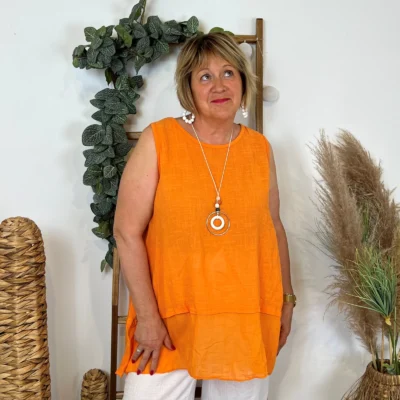 Z166- Debardeur coton (Gt) - orange - taille-unique-grande-taille