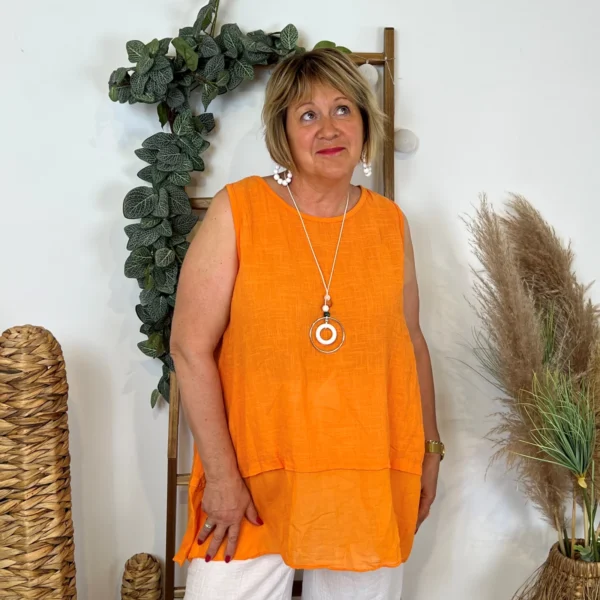 Z166- Debardeur coton (Gt) - orange - taille-unique-grande-taille