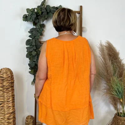 Z166- Debardeur coton (Gt) - orange - taille-unique-grande-taille