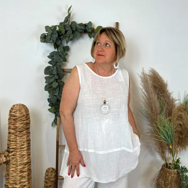 Z166- Debardeur coton (Gt) - blanc - taille-unique-grande-taille