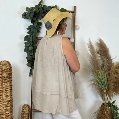 Z166- Debardeur coton (Gt) - beige - taille-unique-grande-taille