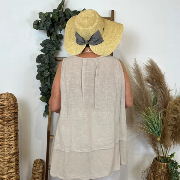 Z166- Debardeur coton (Gt) - beige - taille-unique-grande-taille