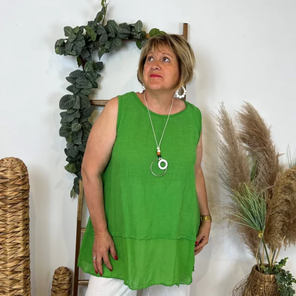 Z166- Debardeur coton (Gt) - vert-bresil - taille-unique-grande-taille