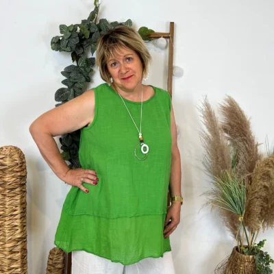 Z166- Debardeur coton (Gt) - vert-bresil - taille-unique-grande-taille