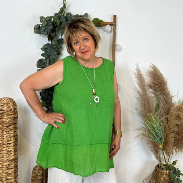 Z166- Debardeur coton (Gt) - vert-bresil - taille-unique-grande-taille