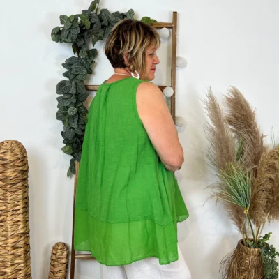 Z166- Debardeur coton (Gt) - vert-bresil - taille-unique-grande-taille