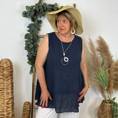 Z166- Debardeur coton (Gt) - marine - taille-unique-grande-taille