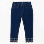 Jean brodé droit longueur 7/8ème - denim - 44