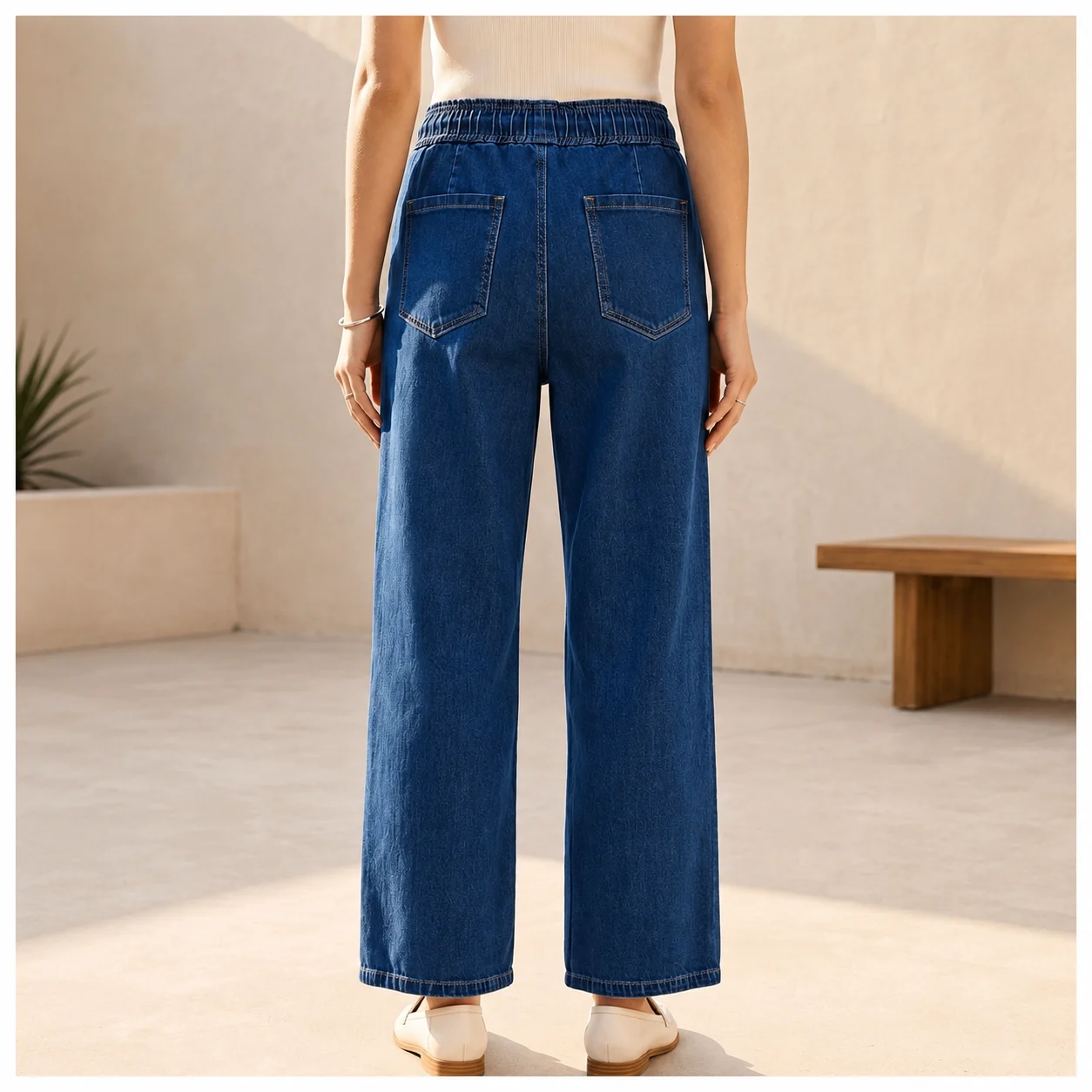 Jean Wide Leg taille élastiquée - denim - 44