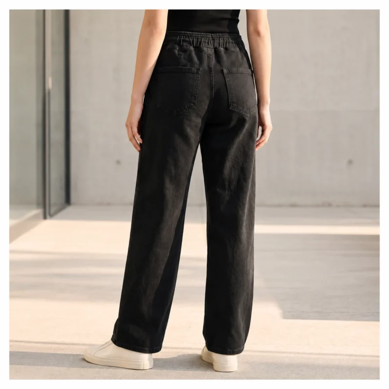 Jean Wide Leg taille élastiquée - noir - 44