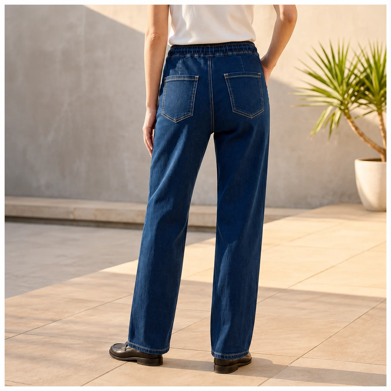 Jean Wide Leg taille élastiquée - brut - 44