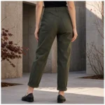 Pantalon Mom Fit boutons dorés - kaki - 44