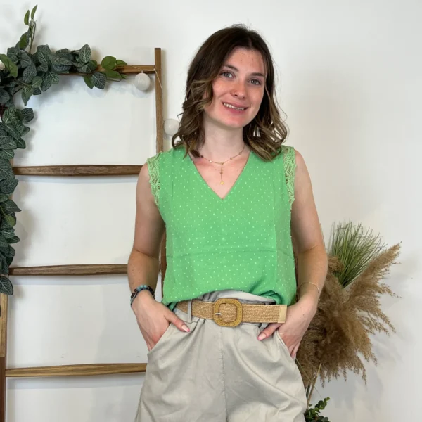 N671- Robe Melya Haut smocké (T34/T40) - vert-bresil - 42