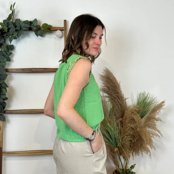 N671- Robe Melya Haut smocké (T34/T40) - vert-bresil - 42